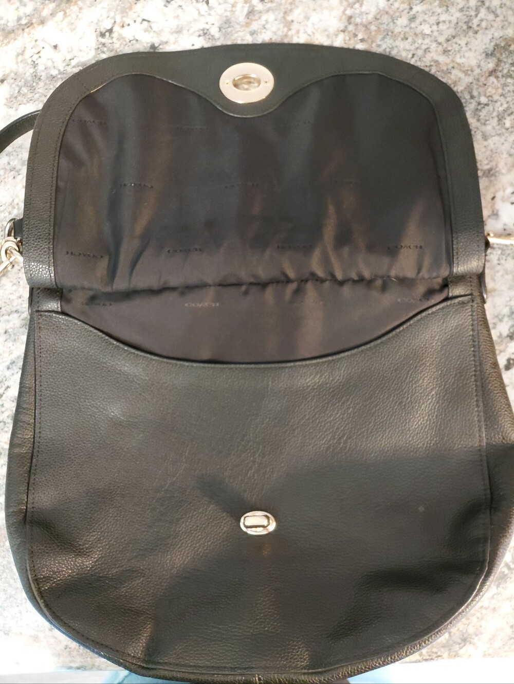 Coach Black Pebbled Leather Turnlock Hobo Bag W/Crossbody Strap No Hngtag Gold - Picture 10 of 12